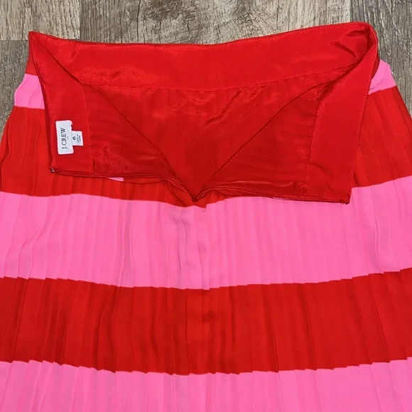 J Crew Red and Pink Pleated Skirt 6‎ - Picture 6 of 6